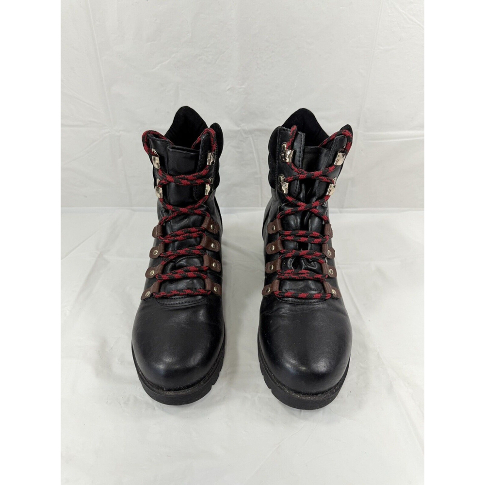 Mudd Black Leather combat Boot Size 7.5M platform